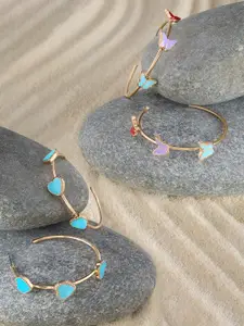 AMI Set of 2 Gold-Plated Contemporary Half Hoop Earrings