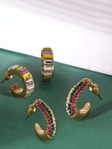 AMI Set Of 2 Gold-Plated Contemporary Half Hoop Earrings