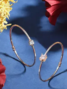 AMI Set Of 2 Rose Gold-Plated Brass Cubic Zirconia Kada Bracelet