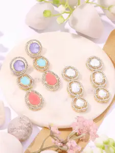 AMI Set Of 2 Gold-Plated AD Circular Drop Earrings