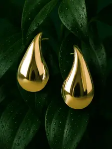 Rubans Voguish 18KT Gold Plated Stainless Steel Tarnish Free Demi-Fine Tear Drop Earrings