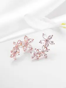 Zavya Rose Gold Plated 925 Sterling Silver Cubic Zirconia Contemporary Studs