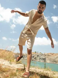 Campus Sutra Self-Design Shirt With Shorts