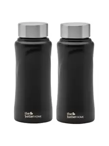 The Better Home Black & Silver Toned 2 Pieces Stainless Steel Water Bottles 500 ml Each