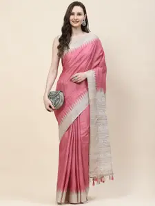 Meena Bazaar Striped Art Silk Tussar Saree