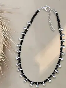 MEENAZ Silver-Plated Artificial Beads Anklet