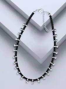 MEENAZ Silver-Plated Artificial Beads Anklet