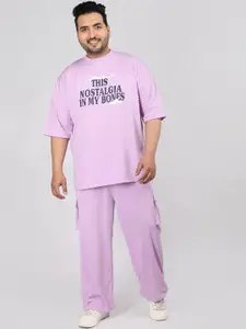 CHKOKKO Men Plus Size Printed T-Shirt With Jogger Oversized Co-ords Set
