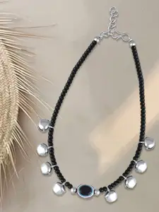 MEENAZ Silver-Plated Artificial Beads Anklet