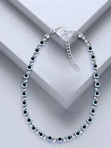 MEENAZ Silver-Plated Artificial Beads Anklet