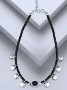 MEENAZ Silver-Plated Artificial Beads Anklet