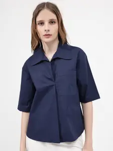 RAREISM Comfort Spread Collar Opaque Cotton Casual Shirt