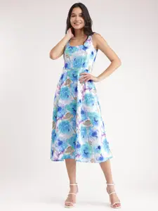FableStreet Floral Printed Fit & Flare Midi Dress