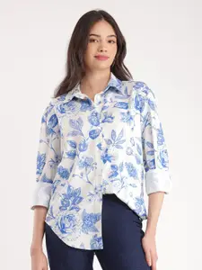 FableStreet Floral Printed Spread Collar Long Sleeves Casual Shirt