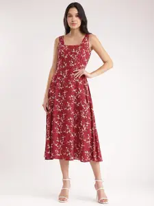 FableStreet Floral Printed A-Line Midi Dress