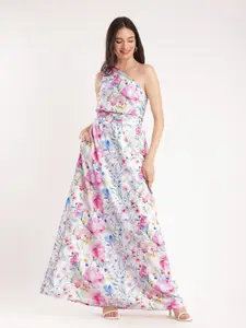 FableStreet Floral Printed One Shoulder Maxi Dress