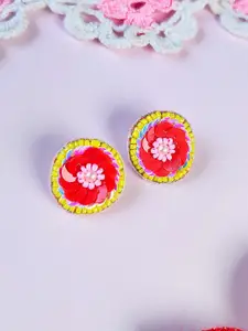 Sangria Red Stone Artificial Beads Studs Earrings