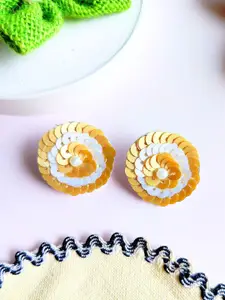 Sangria Gold Toned Artificial Beads Studs Earrings