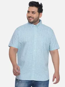 Santonio Plus Size Micro Checks Checked Classic Pure Cotton Casual Shirt