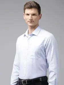 Van Heusen Pure Cotton Self Design Custom Fit Textured Formal Shirt