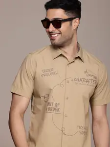 WROGN Typography Printed Opaque Pure Cotton Casual Shirt