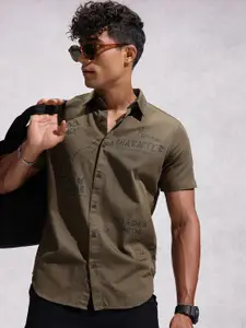 WROGN Typography Printed Pure Cotton Casual Shirt