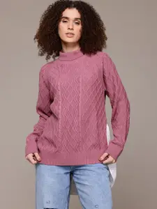 The Roadster Lifestyle Co. Turtle Neck Longline Acrylic Pullover