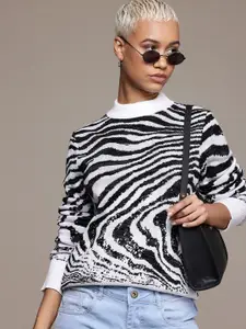 The Roadster Lifestyle Co. Women Self Design Acrylic Pullover