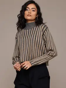 Roadster The Lifestyle Co Women Striped Crop Pullover
