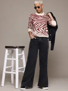 The Roadster Lifestyle Co. Women Self Design Acrylic Pullover