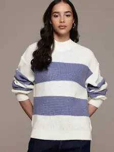 The Roadster Lifestyle Co. Striped Drop-Shoulder Sleeve Pullover