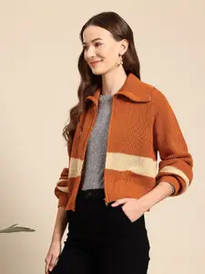 Mast & Harbour Striped Zipper Sweater