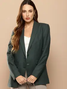 her by invictus Textured Single-Breasted Shawl Collar Smart Casual Blazers