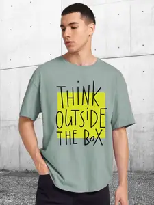 CHKOKKO Oversized Typography Printed Cotton T-shirt