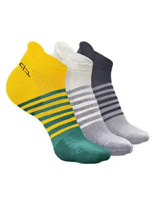 Heelium Men Pack Of 3 Striped Odour Free Ankle-Length Socks
