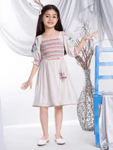 Peppermint Square Neck Print Puff Sleeve Fit & Flare Dress