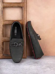 Alberto Torresi Men Textured Buckle Detailed Lightweight Driving Shoes