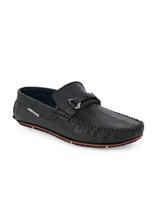 Alberto Torresi Men Textured Buckle Detailed Lightweight Driving Shoes