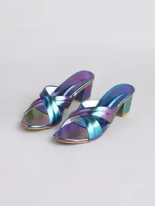Mykono Embellished Open Toe Block Heels