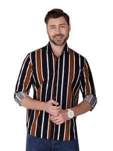 Monterrey SF Relaxed Spread Collar Opaque Striped Cotton Casual Shirt