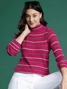 DressBerry Turtle Neck Striped Pullover