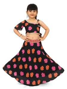 BAESD Girls Floral Printed Flared Sleeves Ready To Wear Lehenga Choli