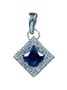 Taraash 925 Sterling Silver Cubic Zirconia Square Pendant with Chain