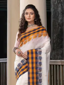 Angoshobha Woven Design Zari Pure Cotton Jamdani Saree