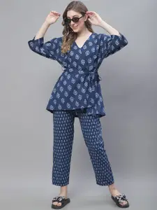 TAG 7 Printed Pure Cotton Top Trouser & Shrug