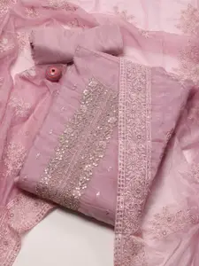 Meena Bazaar Embroidered Organza Unstitched Dress Material