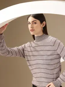 Chemistry High Neck Striped Pullover