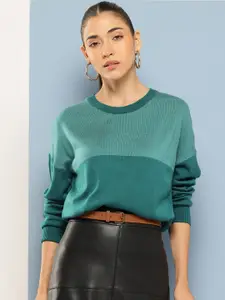 Chemistry Long Sleeves Colourblocked Acrylic Sweater