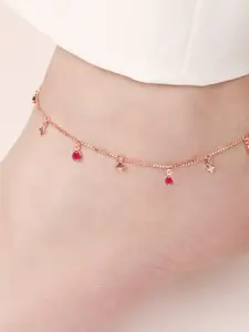 Zavya Rose Gold-Plated 925 Sterling Silver Artificial Stones Anklet