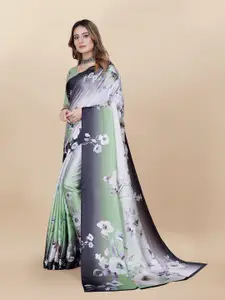 KALINI Floral Printed Satin Saree